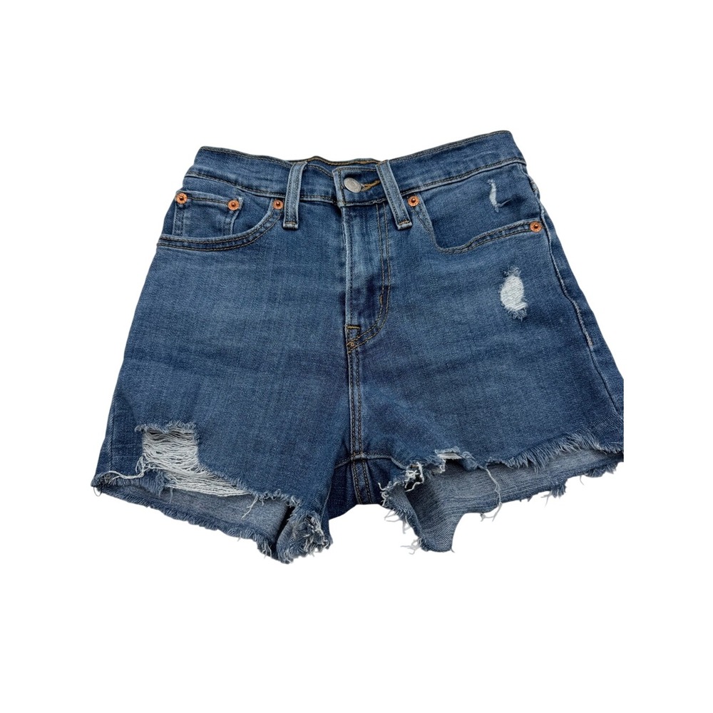 Levi's High-Rise Distressed Blue Denim Jean Short Size 24